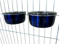 Ellie-Bo Pair of Small Dog Bowls For Crates, Cages or Pens in Blue